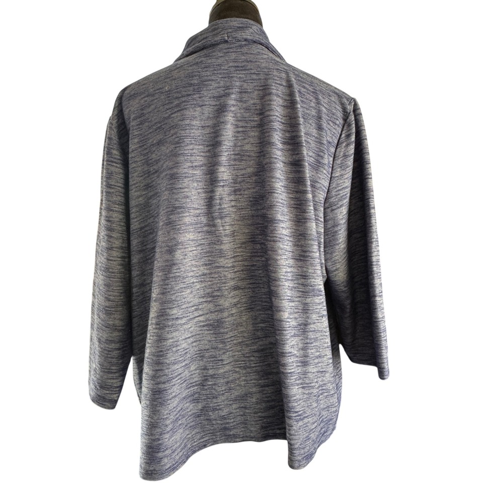 Weekends by Chicos Blue Space Dye Zip Up Hoodie Jacket Size 3 - Picture 3 of 7